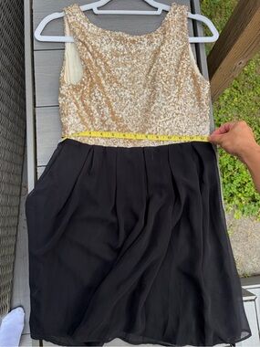 TFNC Gold Sequin Bodice with Black Skirt Girls' Formal Dress